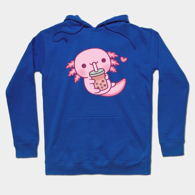 Cute Little Axolotl Loves Bubble Tea Hoodie by rustydoodle